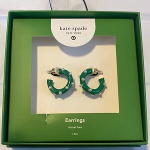 Pearl Polka Dot Hoop Earrings - Kate Spade x Target - Green- NWT